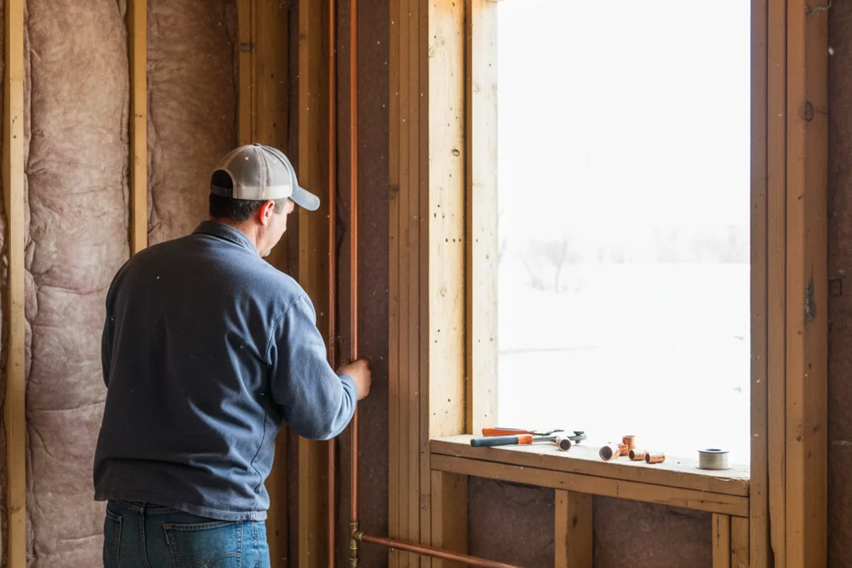 Licensed plumber running new copper supply lines in a Magnolia home